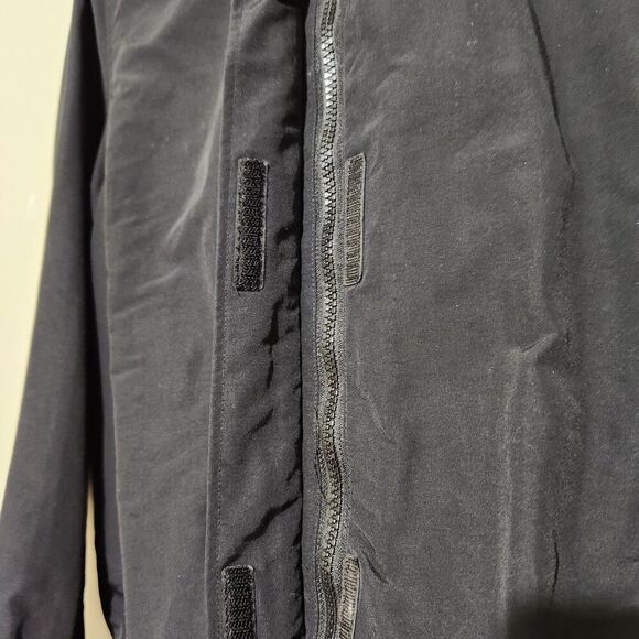 Lands Ends Windbreaker Jacket For Women Size Medium Black Hooded Elastic Waist - Picture 12 of 16